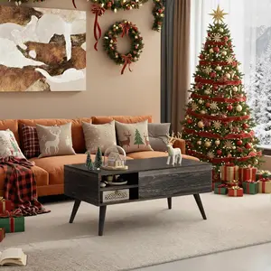 WLIVE Lift Top Coffee Table for Living Room,Small Coffee Table with Storage, Adjustable Shelf and Storage Compartment, Mid Century Modern Living Room Table, Wood