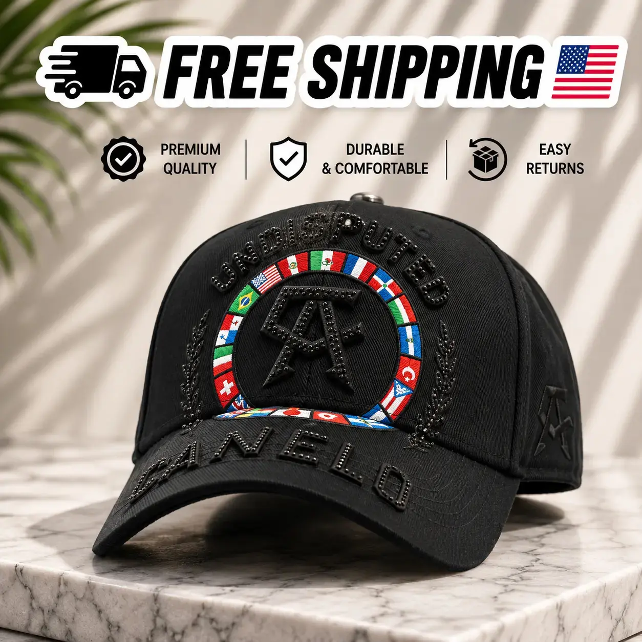 帽子 Chrome embroided Hiphop fashion cap Canelo x Dandy Hats “Undisputed” Hat – Premium Embroidered
