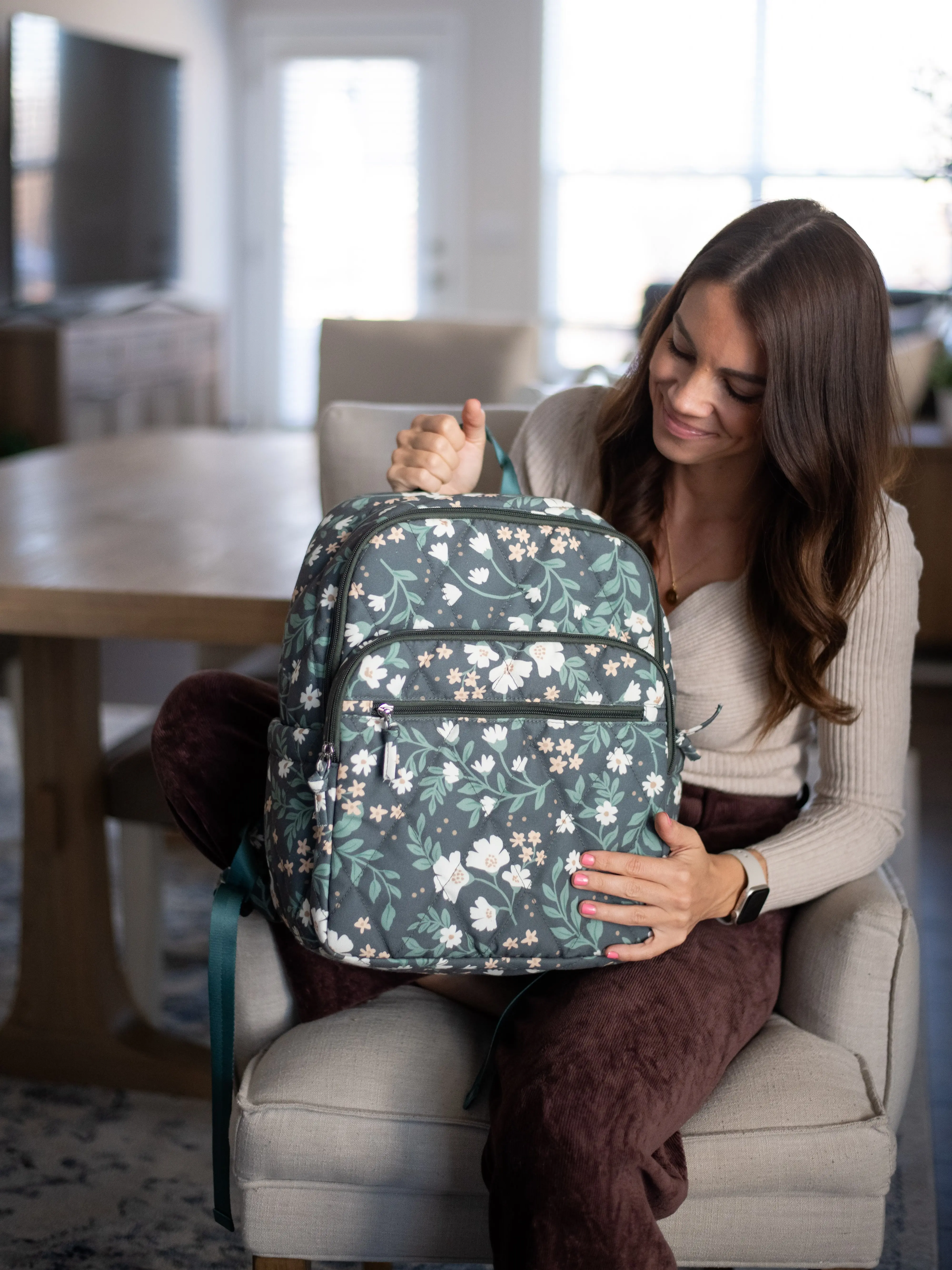 Ivory Paper Co Women's Cotton Backpack for Work, College and Travel, Fits 15 in Laptop