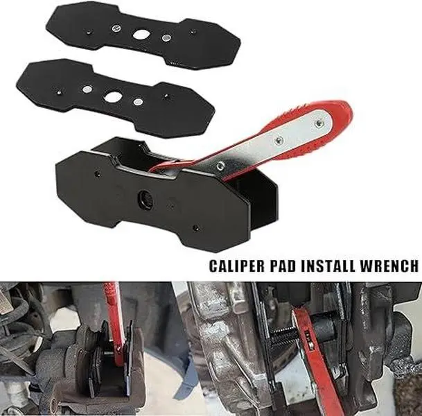 Adjustable Brake Caliper Press Tool – 360° Rotating Ratchet Wrench, Smooth Spreader Pads & 2 Push Boards for Multi-Piston Disc Brakes, Single, Twin, Dual & Quad Pistons and Floating Calipers, Automotive Repair Equipment