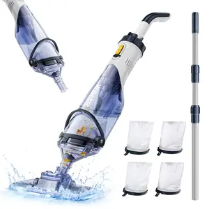 Pool Vacuum for Above Ground Pool, JESIMAIK 18.5 GPM Powerful Suction Pool Vacuum with Telescopic Pole, 60min Runtime Dual Head Rechargeable Pool Cleaner,Ideal for Leaves, Debris