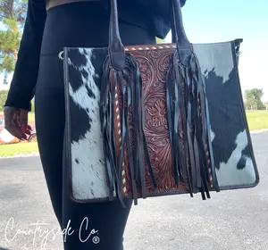 Jesse Conceal Carry Cowhide and Tooled Leather Handbag