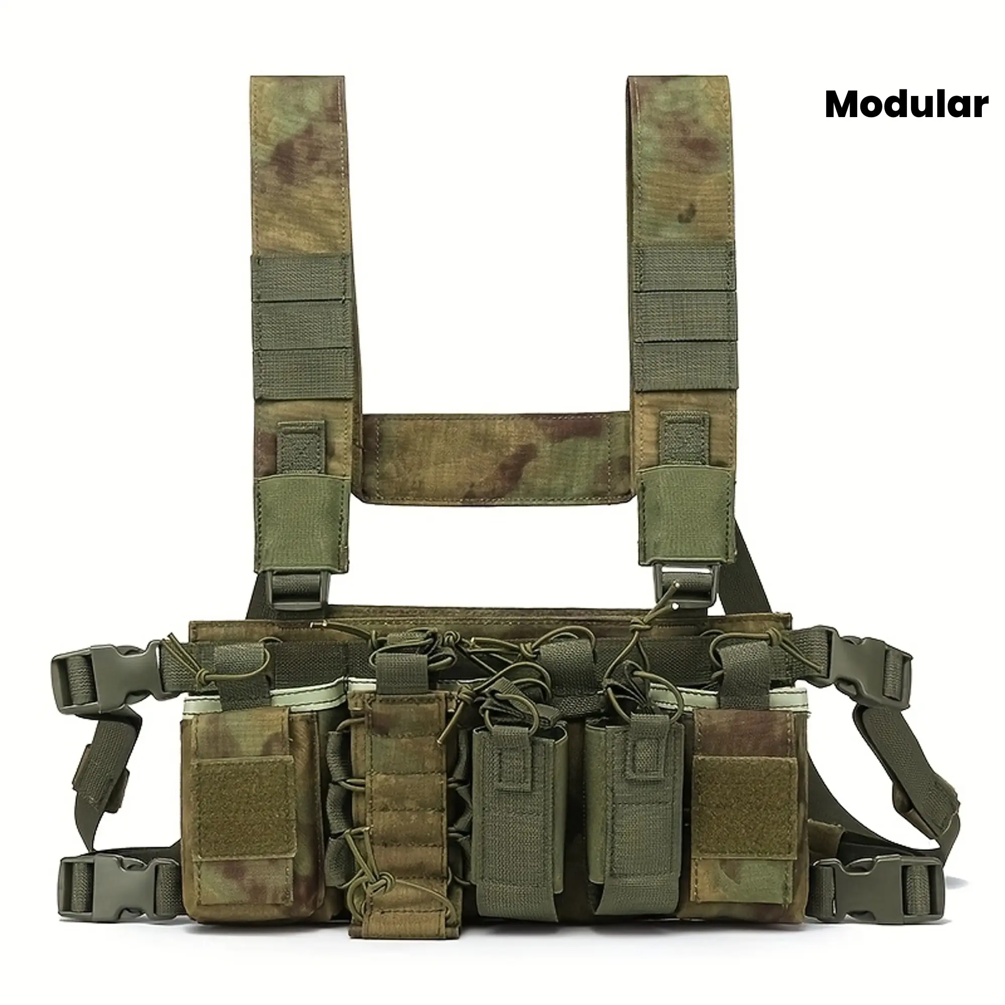 Lightweight MK3 Tactical Chest Rig, Adjustable Modular Tactical Equipment with Detachable Pouches for Hunting & Shooting, Black, Multi-Compartment Hunting Accessories, Portable Hunting Accessories