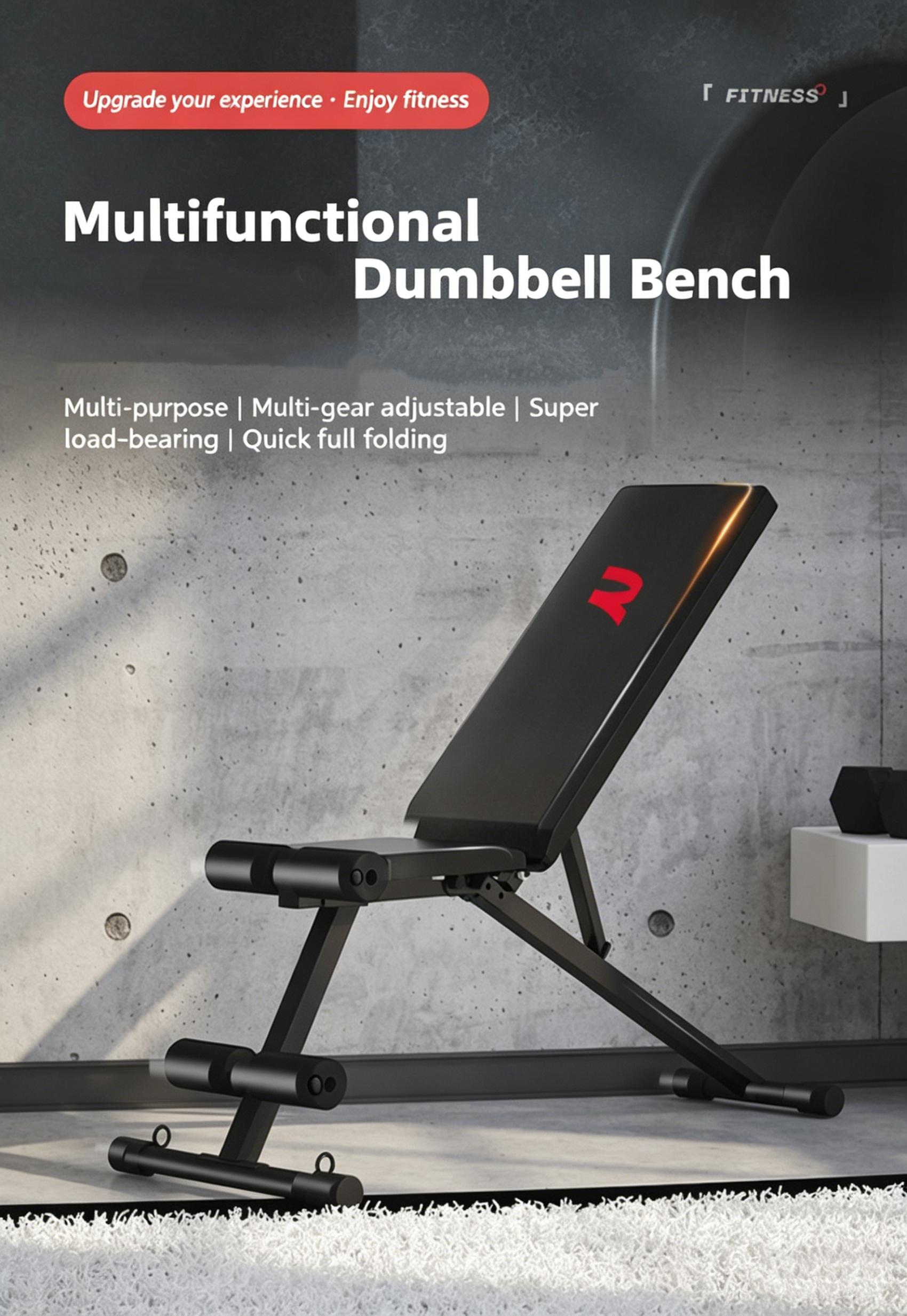 Adjustable Dumbbell Workout Bench with Resistance Bands for Versatile Home Gym Training