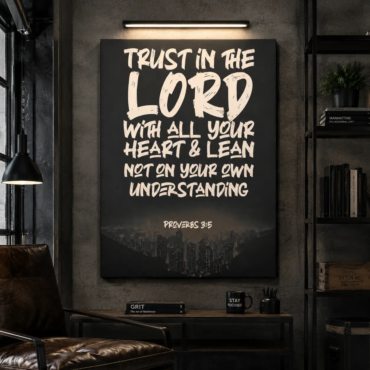 Trust in the Lord Proverbs 3:5 Christian Wall Art, Bible Verse Canvas Print, Scripture Wall Art, Inspirational Faith Home Decor for Bedroom Living Room Office, Religious Wall Decor, Christian Gift