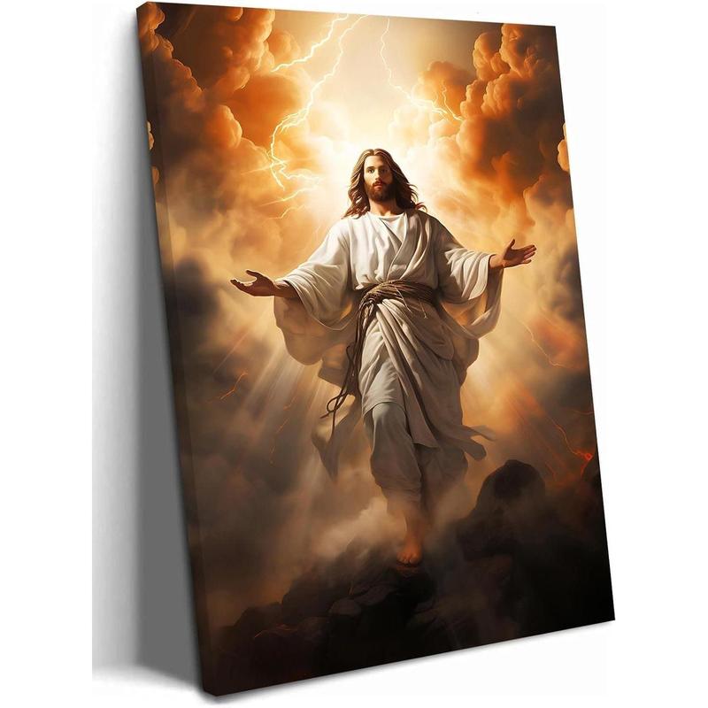 Jesus Christ Portrait Canvas Wall Art – Christian Religious Decor, Divine Mercy God Painting Print for Prayer Room, Living Room, Bedroom, Church, or Office
