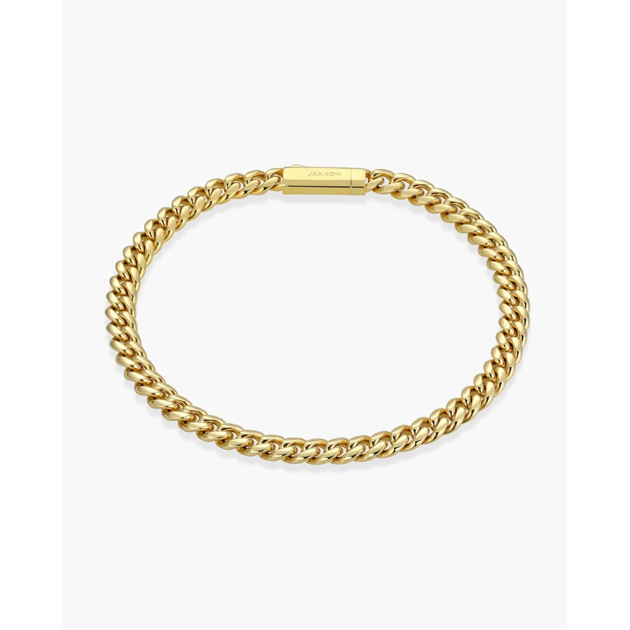JAXXON Women's Cuban Link Bracelet 5mm - Gold - Box Clasp JAXXON Women's Cuban Link Bracelet 5mm - Gold - Box Clasp