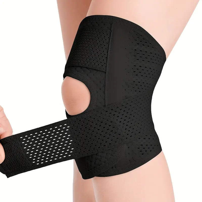 YYW1 1pc Knee Brace With Side Stabilizers Knee, Arthritis And Joint, Breathable Knee Support Band Healthcare Aid Black White Tool Knee Compression Wrap