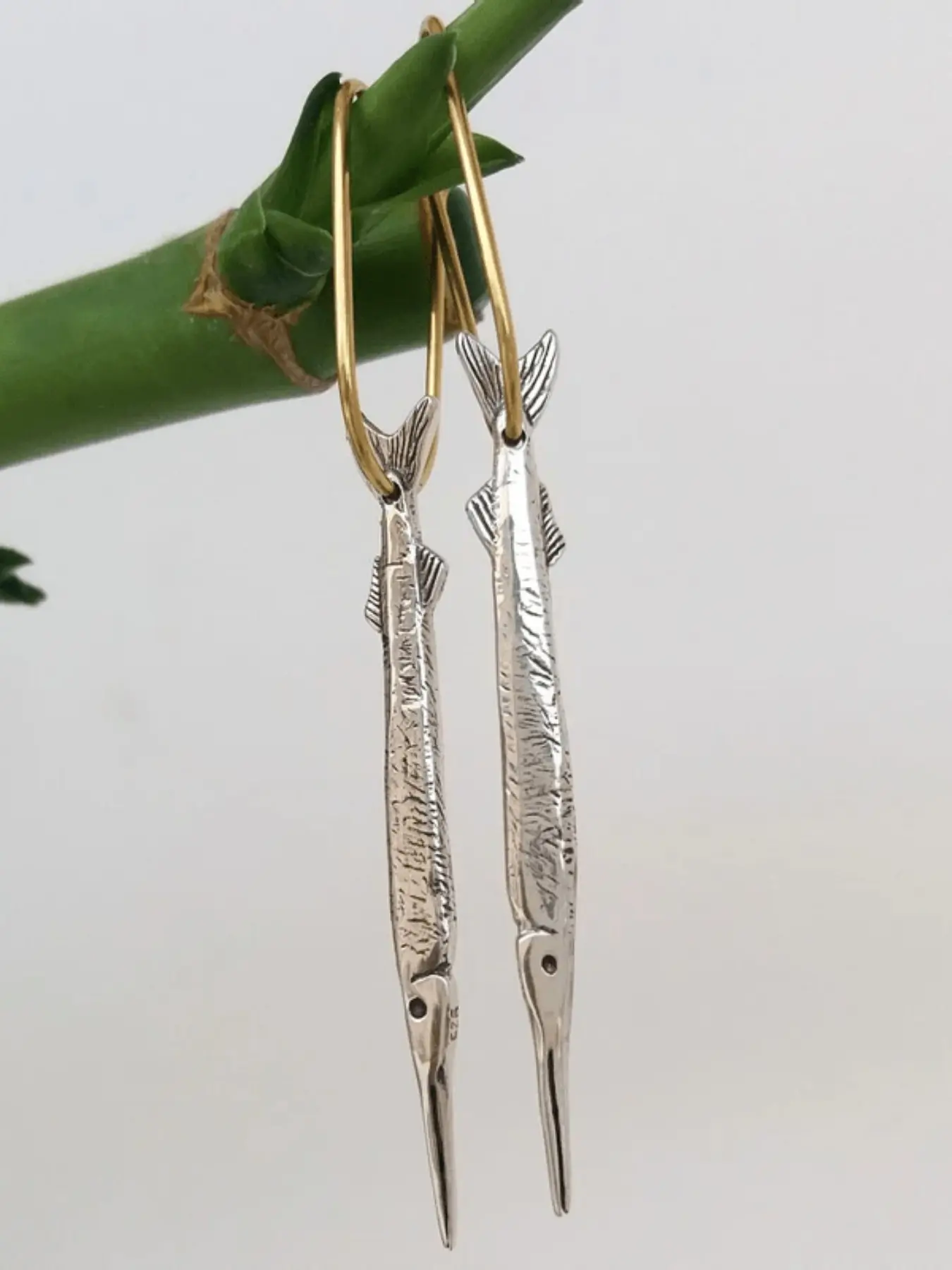 Vintage Creative Pinfish Style Pendant Dangling Earrings, Dangle Earrings, Women's Exaggerated Design Ethnic Festival Accessories, Unique Fashion Jewelry, Zinc Alloy