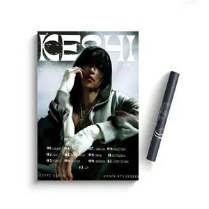 Blue Style Singer Keshi Music Cover Poster Self-Adhesive Waterproof Art Sticker, Aesthetic Minimalist Wall Poster for Coffee Shop, Bar & Home Room Decor