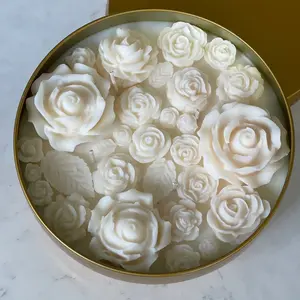 Rose Flower Blossom Container Candle 16 oz Scented (only black container)