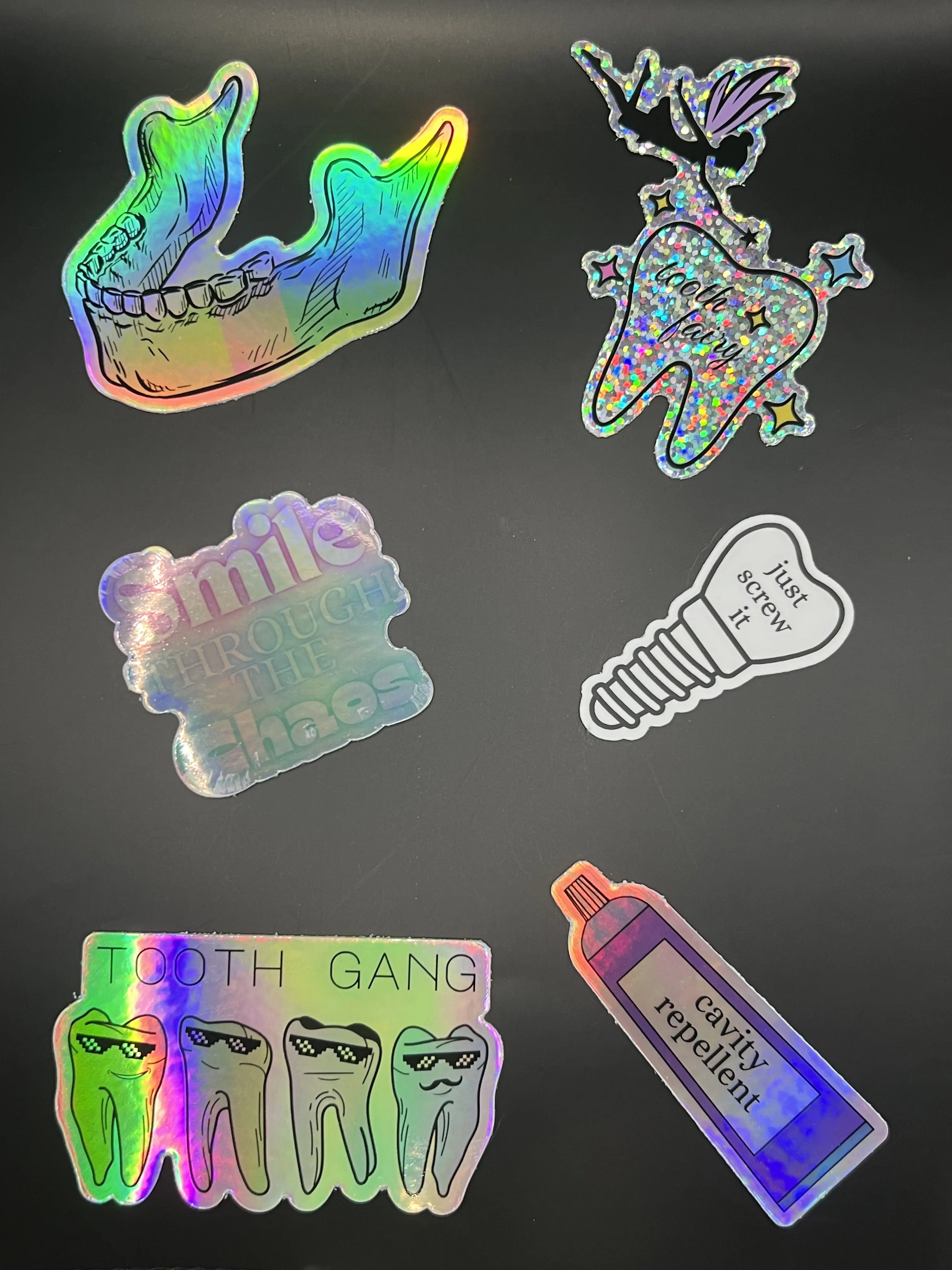 Dental Sticker Bundle – 6 Pack of Fun Waterproof Vinyl Decals