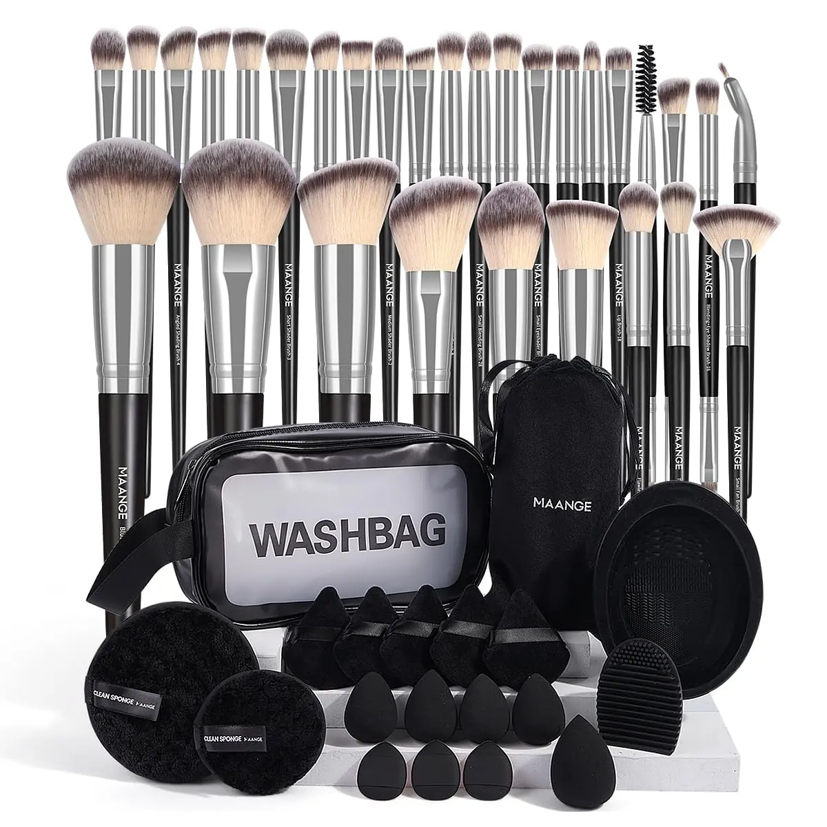 Makeup Brushes 49 Pcs Makeup Kit, Multi-functional Makeup Tool Set with Makeup Brush Foundation Brush Make up Brushes Set (Black, 49 Piece Set)