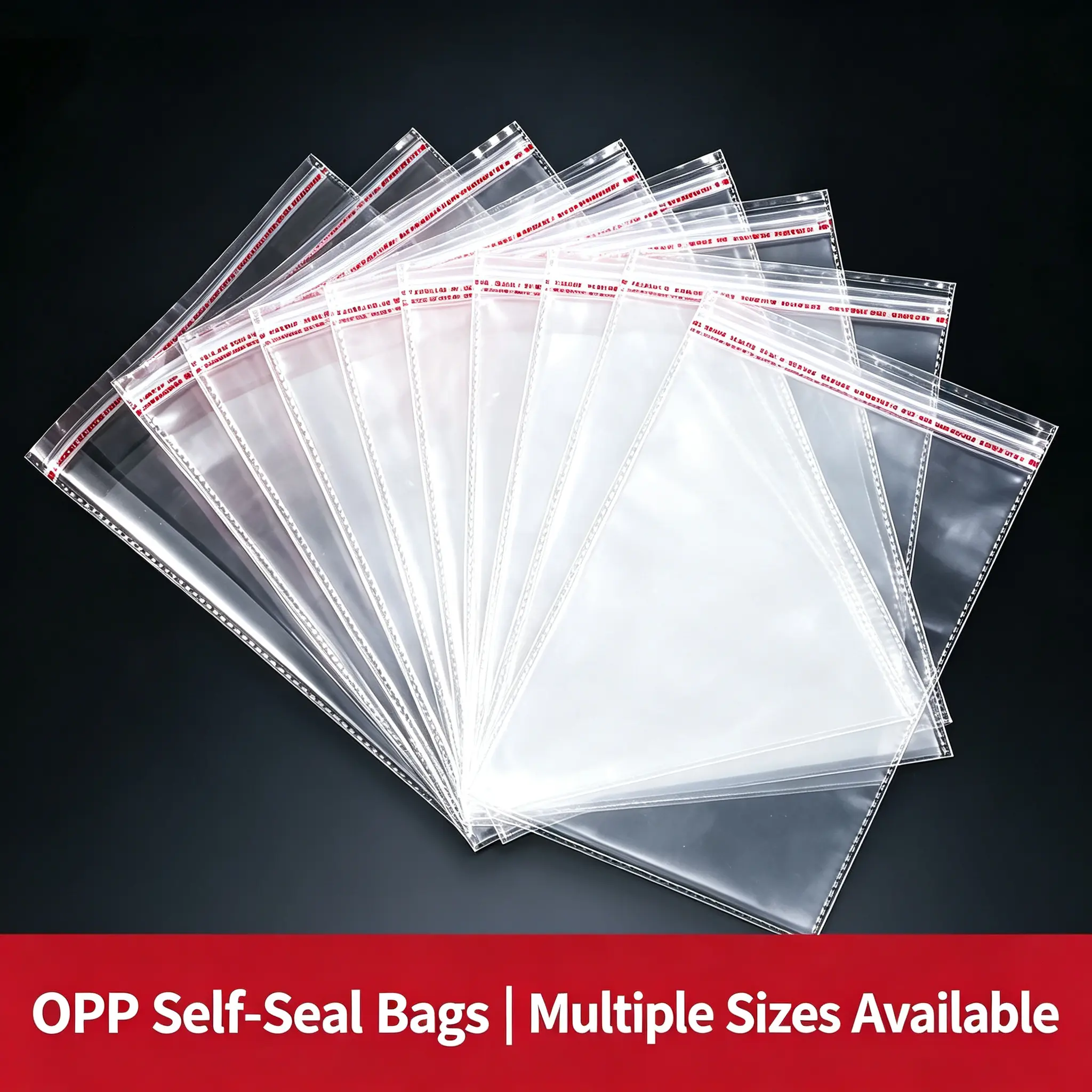 Clear OPP Self Adhesive Plastic Bags, Transparent Self Seal Packaging Pouches for Clothes, Jewelry, Small Goods, Multiple Sizes Available, Resealable Sticky Poly Bags for Retail Packaging