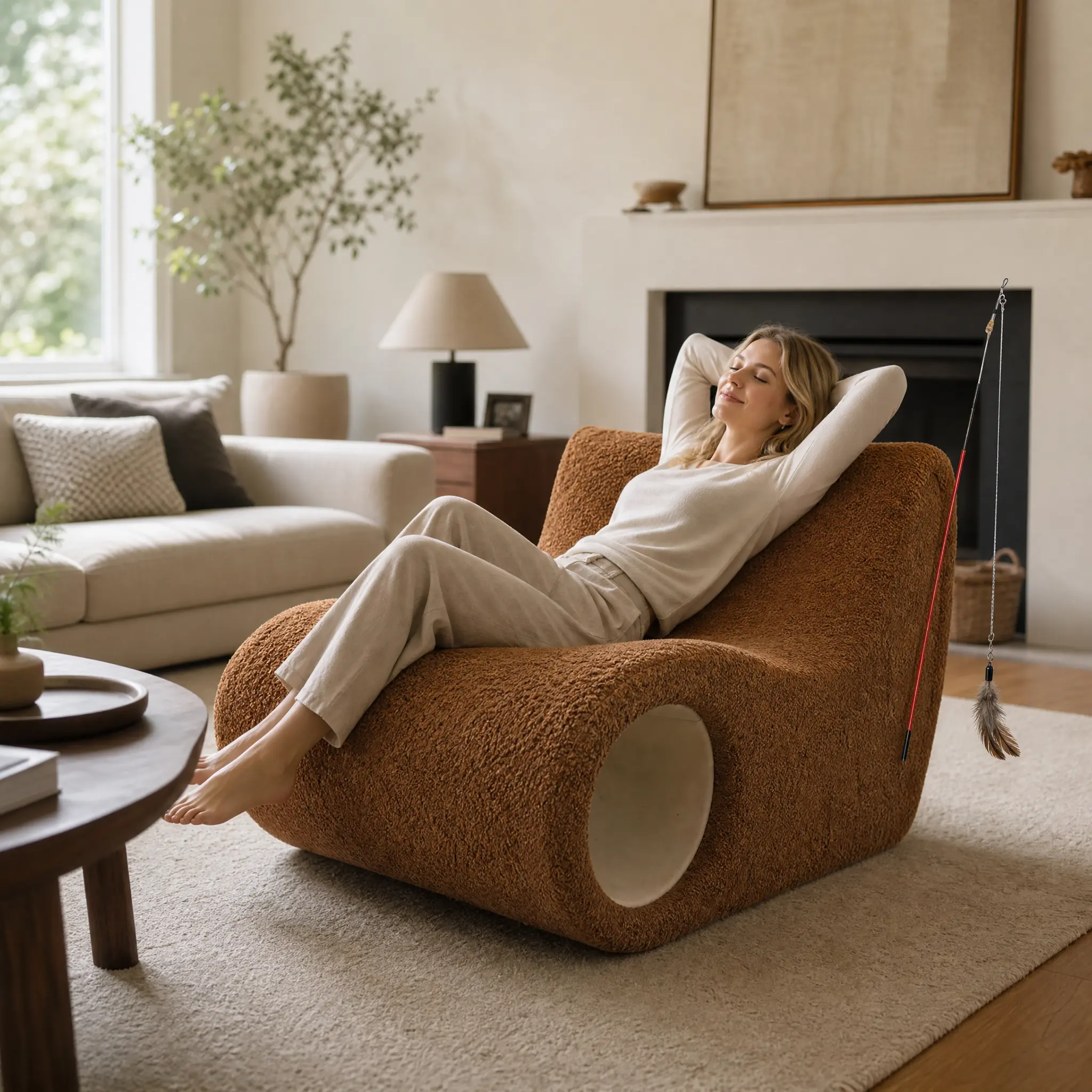 Ergonomic Large Armless Classic Lounger Chair - Curved Form Corner Sofa, Fireside Floor Couch for Adults, Suitable for Living Room & Office, Single Seat
