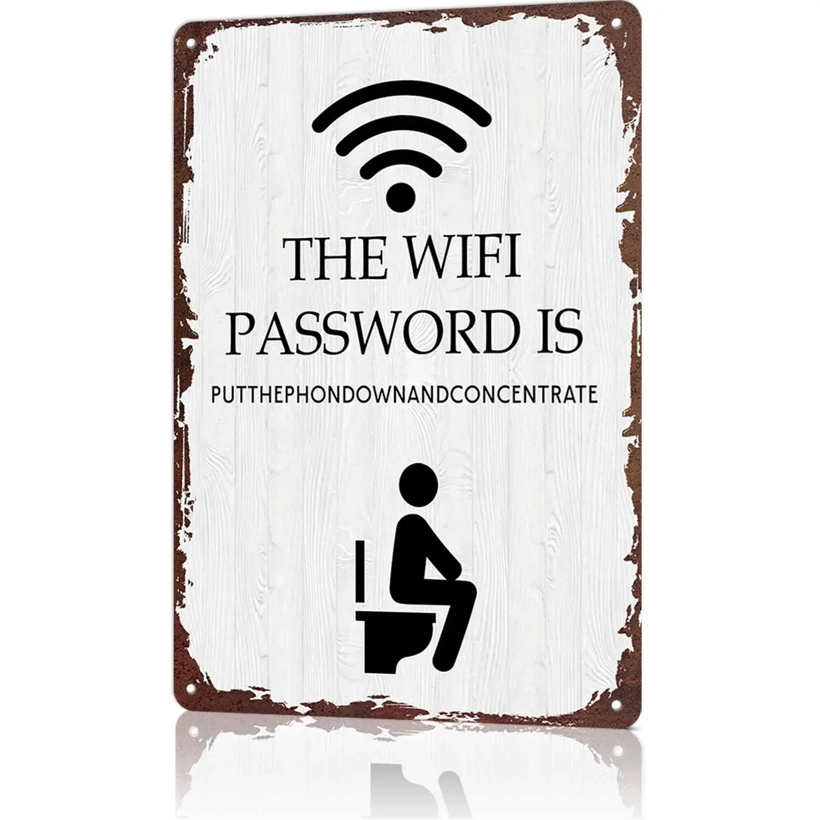 8x12 in Aluminum-Based Home Sign - "Put The Phone Down" WiFi Password Plaque, Lead-Free Minimalist Modern Gender-Neutral Home Decor for Bathroom, Office, Aluminum-Based Home Signs, Gender-Neutral Home Signs