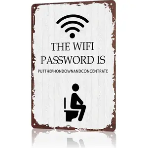 8x12 in Aluminum (Aluminium) Funny Vintage Sign - "Put The Phone Down" WiFi Password Plaque, Home Bathroom Wall Decor for Office, Guest Bath