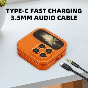 Mini Flip 2G Network Phone, New Starry Orange, Dual SIM Dual Standby, Clear Calls, Back Flash Reminder, 1000mAh Large Capacity, 72-Hour Standby, Multi-Language Support/Bluetooth/Music Playback/FM Radio, Youthful & Trendy, Ideal for Campus, Birthday