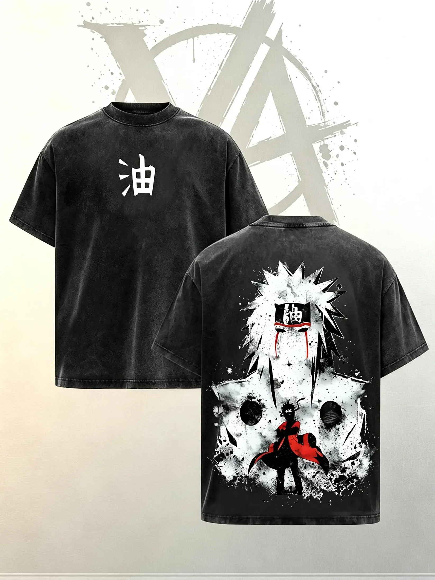 [AVT]Retro Heavy Limited Legendary Sannin Jiraiya - Naruto Anime Double Printed Vintage Washed Tee Unisex Oversize Anime Manga Washed Heavyweight Cotton T-shrt, trendy t-shirts,symbol t-shirt,invincible shirt,humor shirt,funny shirt,student shirti