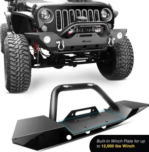 Nilight Front Bumper Compatible for 2007 2008 2009 2010 2011 2012 2013 2014 2015 2016 2017 2018 Jeep Wrangler JK/JKU Rock Crawler Fog Lights Hole Winch Plate