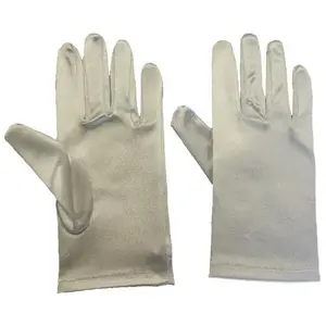 Satin Gloves Silver Short  9" 1209