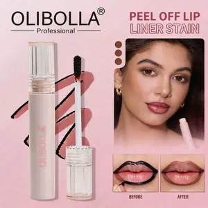 OLIBOLLA  Peel Off Lip Liner Stain, 2 in 1 Lip Liner & Lip Stain Combo, Long Lasting Waterproof Lip Stain Peel Off, Non Stick Cup Lip Liners for Women