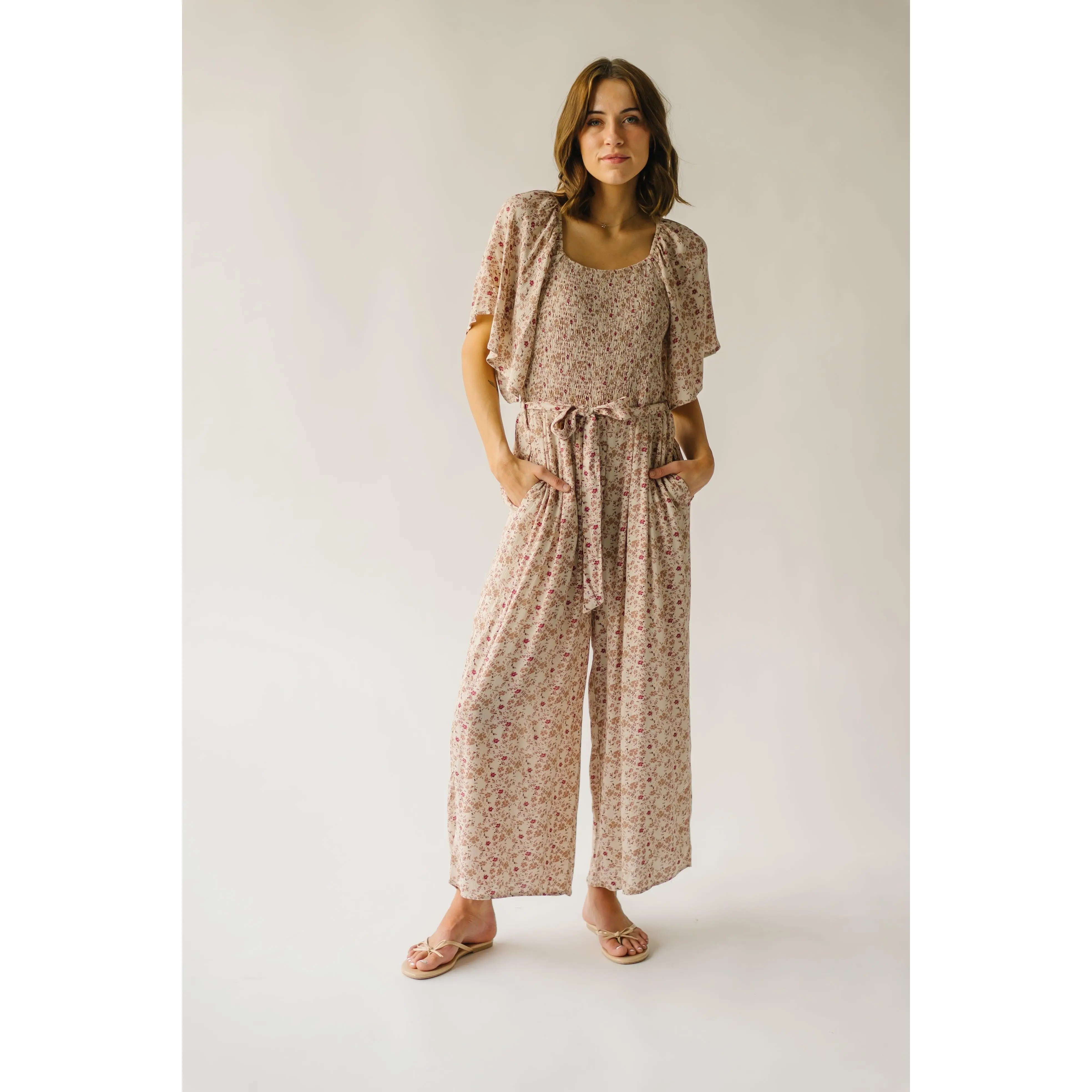 Women's Floral Jumpsuit, Beige Multi Color Nelligan Style
