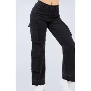 Black Denim Cargo Jeans