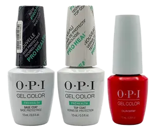 OPI Gelcolor Gel Nail Polish - GC020 + GC040 + GCL64B - Prohealth Base Coat 0.5 oz & Prohealth Top Coat 0.5 oz & Cajun Shrimp 0.25 oz Coat TRIO Set