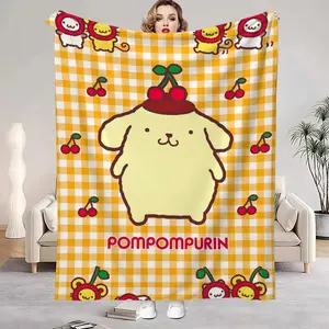 Kawaii Pompompurin Anime Fluffy Blanket, Soft For Bedroom Decoration Home Bedspread Sofa Throw Winter Use