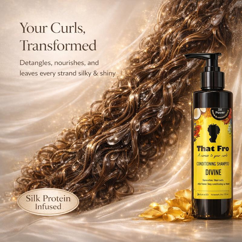 "Divine - A detangling shampoo powered by silk protein with a special rose fragrance"