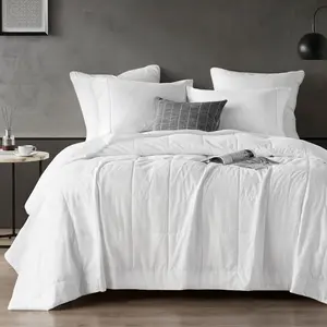 Queen Size Blanket Jersey Knit-Soft, Cooling Blanket Queen Box Quilting, Microfiber Reverse, All Season & Lightweight Queen Summer Blanket Cozy T-Shirt Handfeel, Full/Queen, White