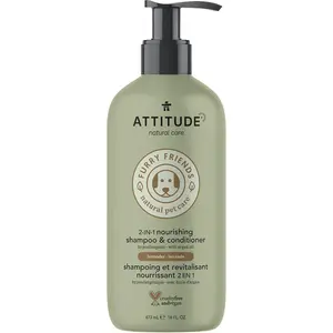 ATTITUDE 2in1 Nourishing Shampoo and Conditioner for Cat & Dog, Vegan and Cruelty-Free, Lavender & Argan Oil, 16 Fl Oz