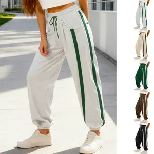 Buenoble Women's Casual Colorblock Stripe Sweatpants Loose Fit Joggers with Elastic Waist Pockets