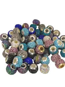 R83-(10PCS) 13mm High-Quality Multi Color Rhinestone Round Style W/Metal Core Spacer/Wheel Beads for DIY