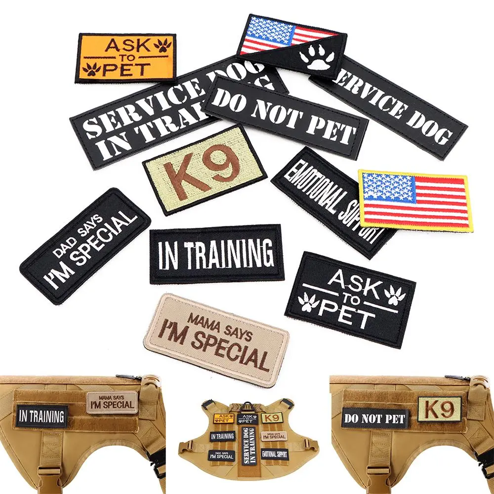 12 Pieces K9 Tactical Patch Bundle For Dog Vest Harness Collar Personalized Patches for Service Dog, Training Dog