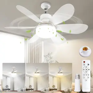 LED Ceiling Fan Light with Remote Control, E27 Socket, 40w, Three-Speed Silent Fan Lamp, 52cm, Indoor Lighting, Suitable for Bedroom and Living Room