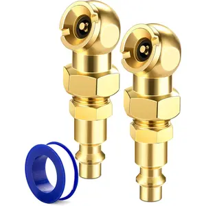 2-Pack Ball Foot Air Chuck Set, 1/4" FNPT Closed Flow Tire Chuck Inflator Nozzle w/Air Chuck Quick Connect, Tire Air Nozzle for Tire Inflator Gauge, Tire Hose Tool, Air Compressor Attachments