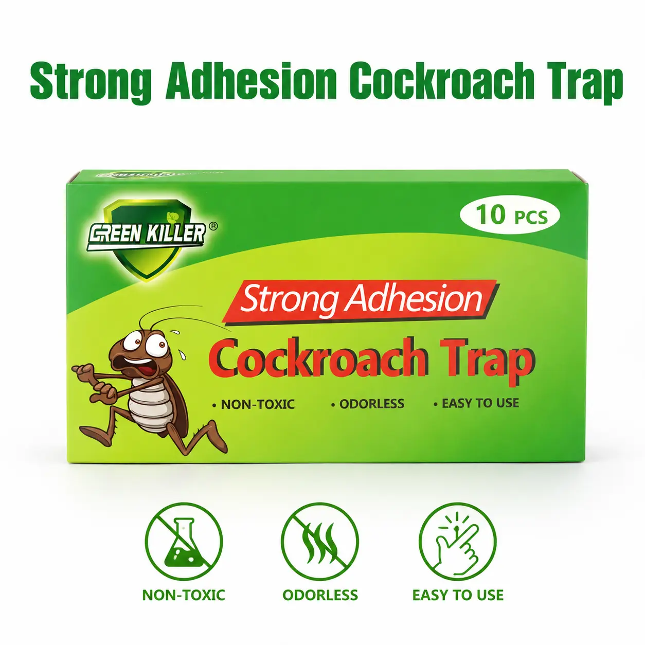 Pet-Safe Roach Killer Indoor Traps (10 Pack) - Non-Toxic & Strong Adhesion Bug Catcher
