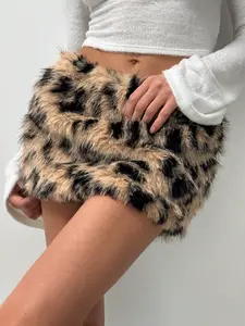 Women's Y2K Festival Low Waist Mini Puff Leopard Print Street Fashion Skirt, Fitted Spotted Design, Perfect for Music Festivals and Casual Wear