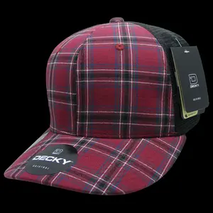 212 MAIN Unisex Plaid Print Trucker Cap, 6-Panel Mid-Profile Structured Design, Snapback Closure, Breathable Mesh, 6018-237 237-Black, 1 Size Fits Most