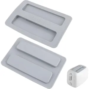 2 Pack Toaster Cover,Silicone Toaster Lid Bread Machine Cover 2 Slice Wide Slot,Electric Bread Maker Upper Covers for Clean Organized Kitchen(Grey)