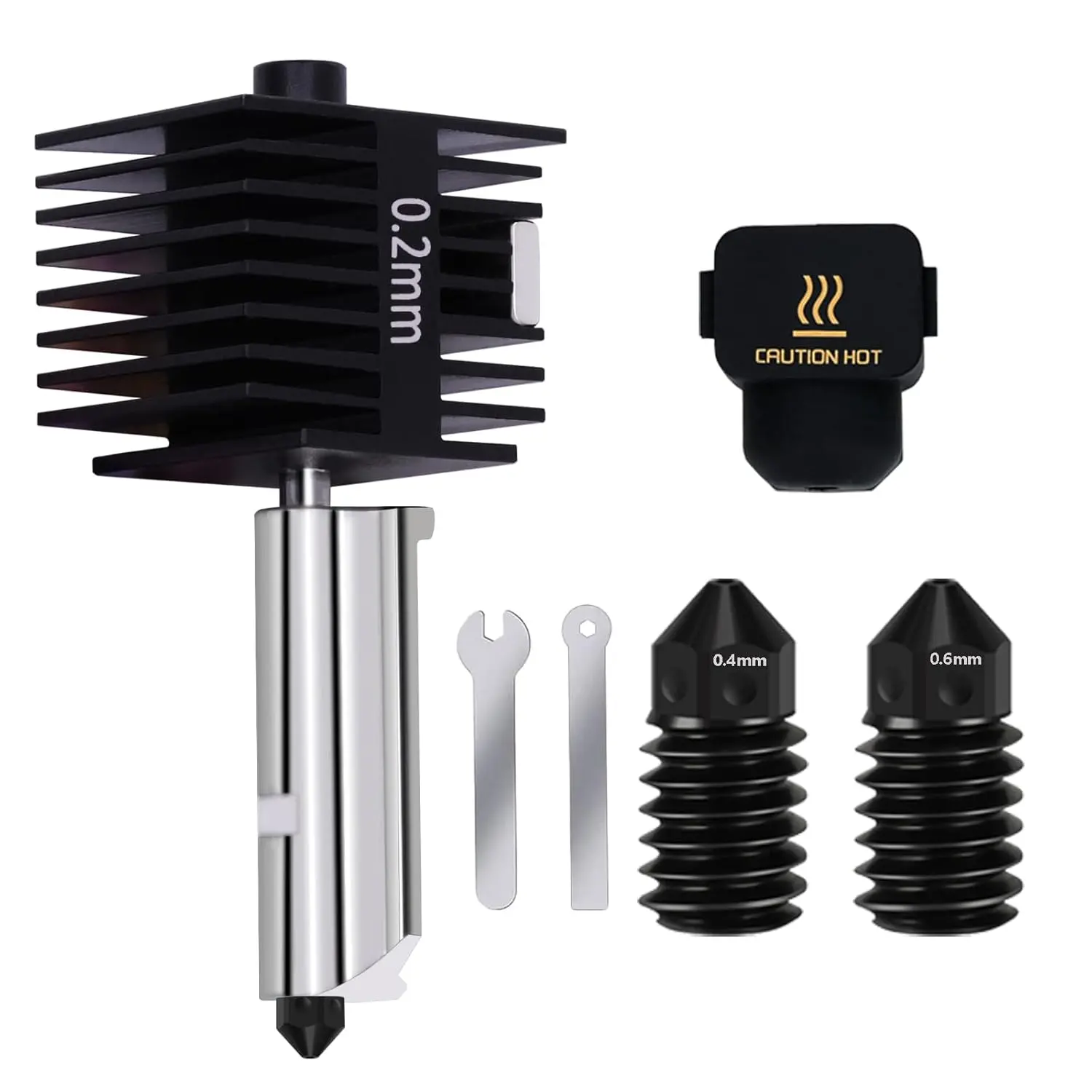 Bambu Lab A1/A1 Mini Upgrade Hotend Kit - 1 x Hotend Assembly for 3D Printing Extrusion, Includes 0.2/0.4/0.6mm Hardened Steel Nozzles, 1x0.4mm Nozzle, Silicone Sock & 3D Printer Filaments Compatibility Part