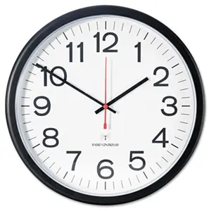 Atomic Automatic Radio Clock (Model 10417) - 13.5 in Black Quartz Drive Wall Clock with Large Numerals, Universal Indoor/Outdoor Home Decor Item, Clock Automatic