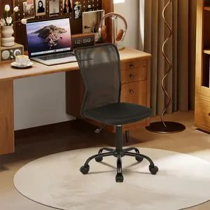 BestOffice Home Office Chair Mid Back Mesh Desk Chair Armless Computer Ergonomic Task Rolling Swivel Chair Back Support Adjustable Modern with Lumbar Support,Pink