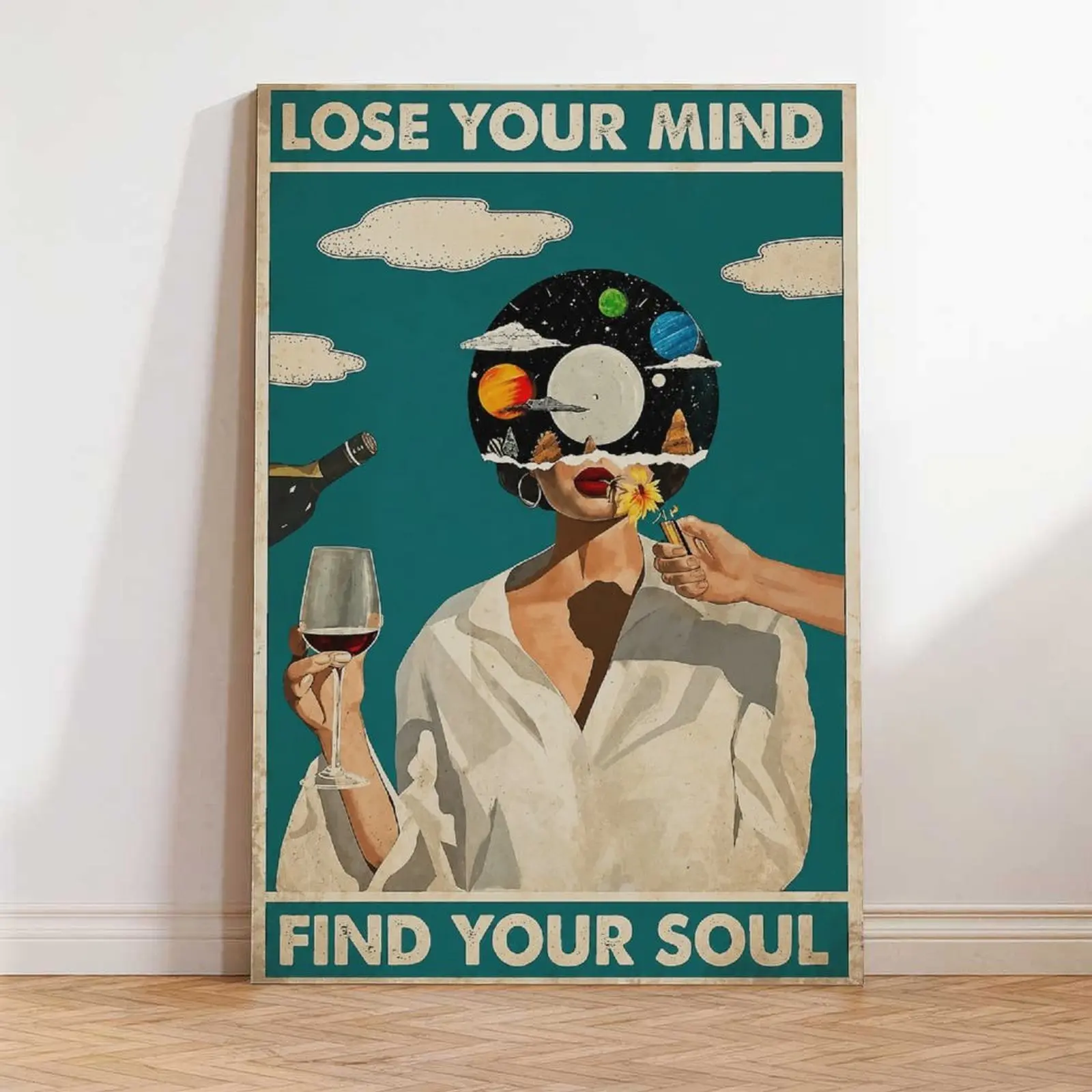 Vintage Lose Your Mind Find Your Soul Poster Mental Health Quote Canvas Wall Art Posters Cool Unique Music Girl Print Painting Abstract Wall Decorfor Bed Room Bathroom