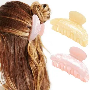 2 Pcs Acrylic Claw Clip Pink Hair Clips Cute Medium Hair Claws Hair Accessories for Women
