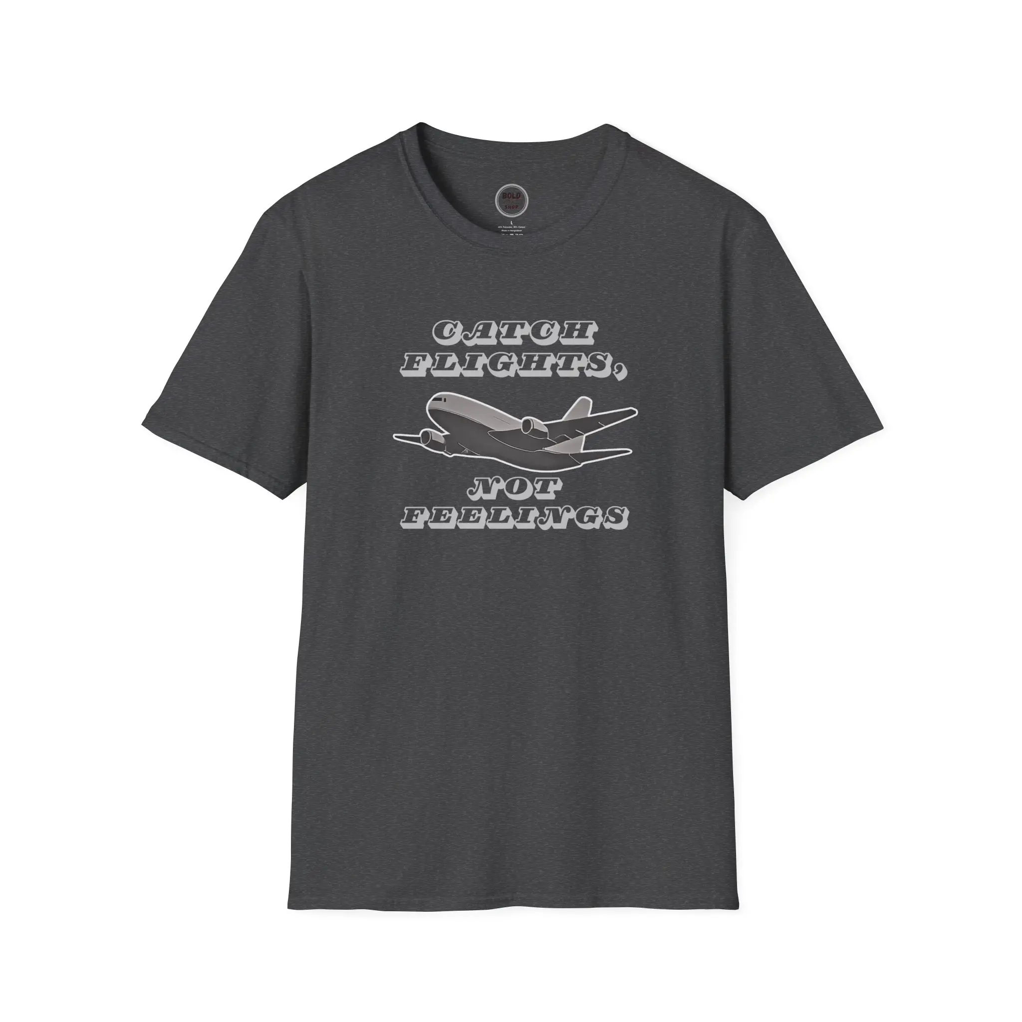 Catch Flights Not Feelings Tee Funny Travel Shirt | Aesthetic Unisex T-Shirt | Airport Outfit | Wanderlust Gift | Vacation Travel Vibes Tee Cotton Fabric Top Womenswear Menswear Breathable