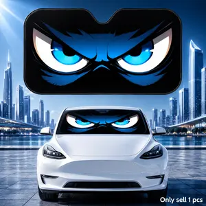Angry Blue Eyes Sun Visor Car Windshield Sun Shade - Ultimate UV Blocker & Heat Insulation Cover | Keeps Vehicle Interior Cool & Protects Dashboard | Foldable, Universal Fit for Cars, SUVs, and Trucks | Essential Summer Protection