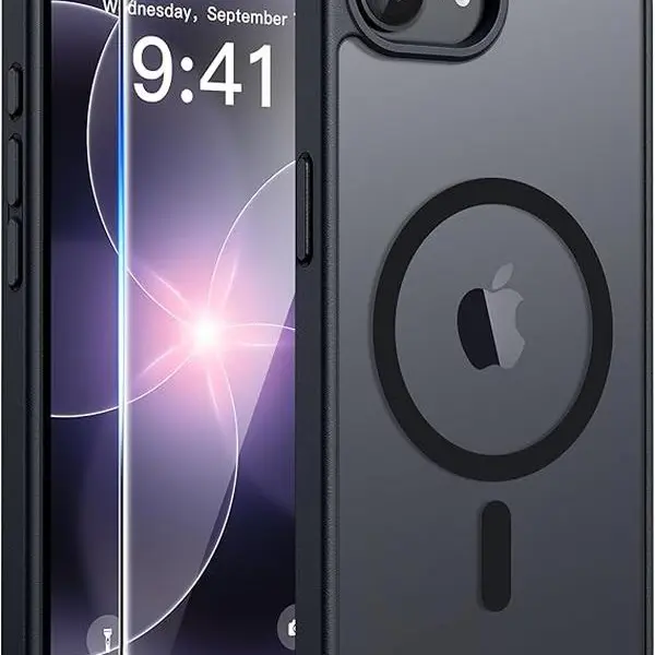 For iPhone 17e Case: iPhone 16e Phone Case [Compatible with Magsafe] Translucent Matte Case with [Screen Protector] Military Grade Shockproof Protective Phone Cover-Black